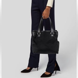 TUMI Black Leather Trim Shoulder Bag